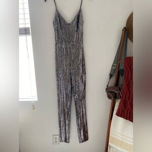 Over Stage Silver Disco Jumpsuit